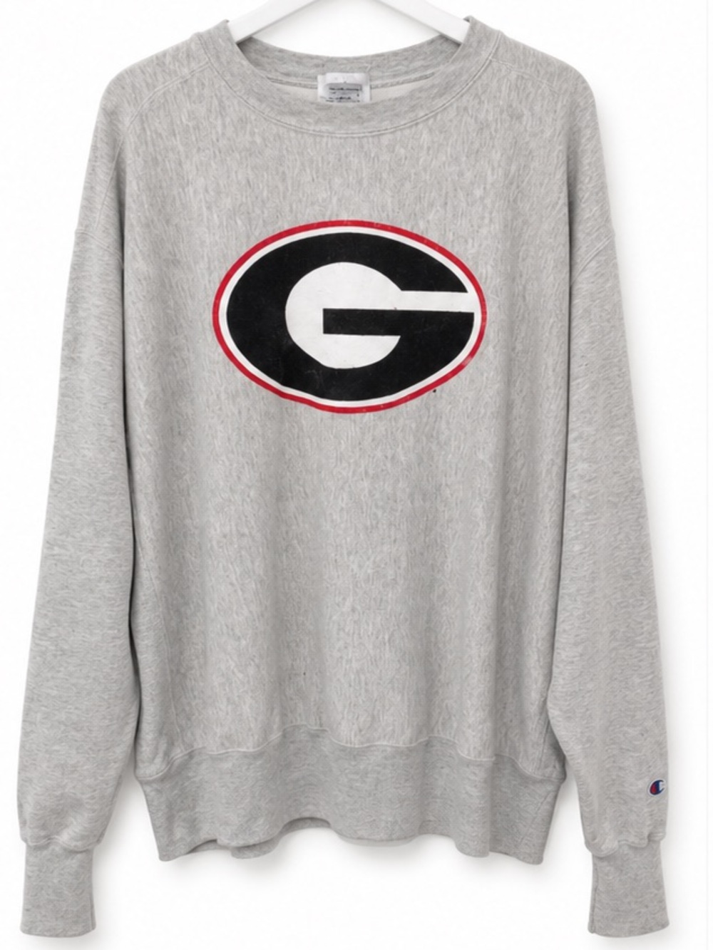Champion Men's Georgia Bulldogs Grey Reverse Weave Crew Sweatshirt